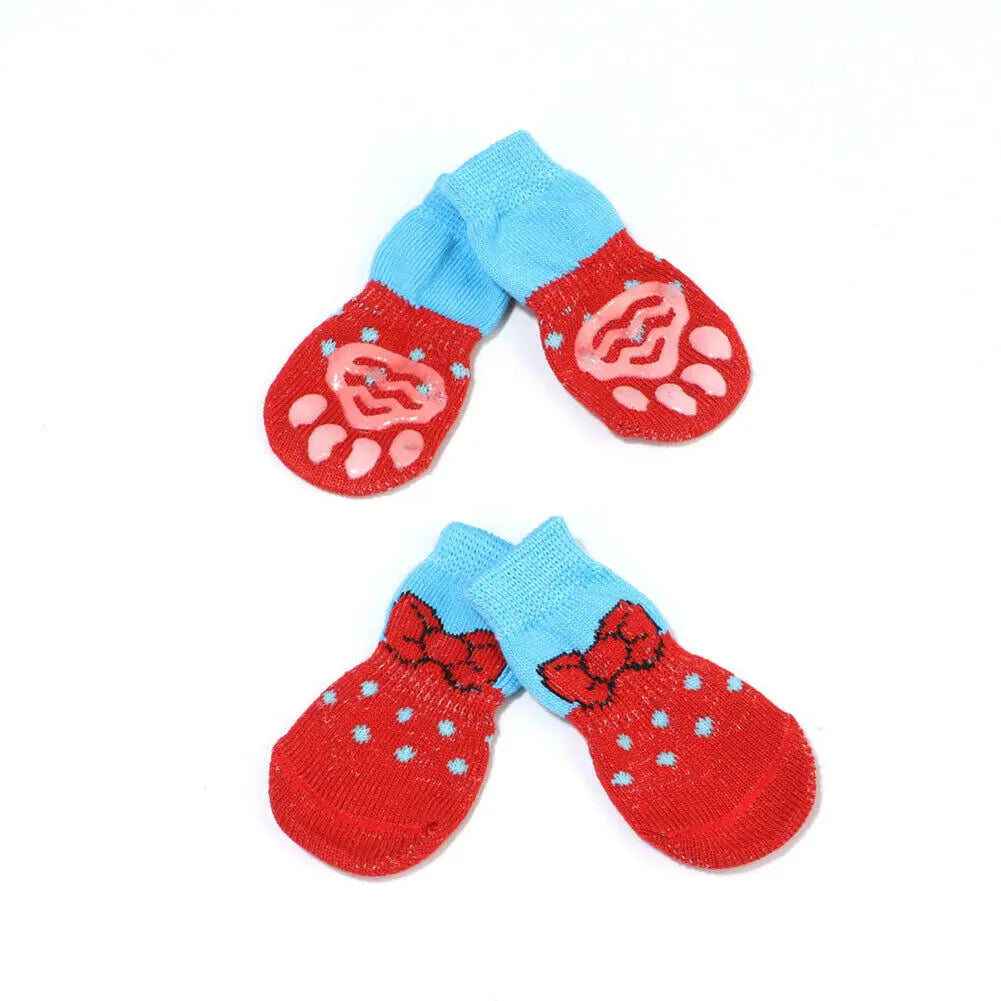 Non-Slip Dog Socks Cute Indoor Boots Socks Knitted Pet Puppy Shoes Paw Print for Small Medium Large Dogs Cat Dog Supplies