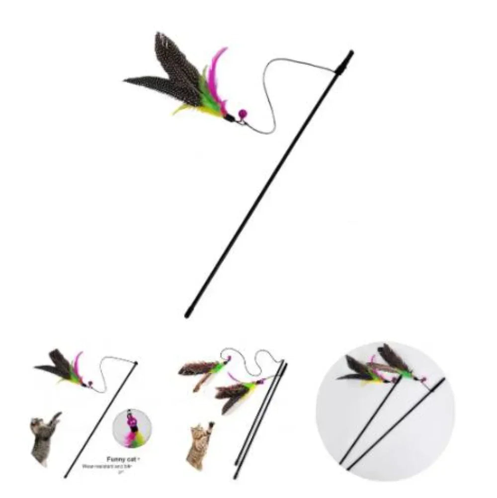 Funny Kitten Toys Cat Teaser Interactive Toy Rod with Bell and Feather Toys for Cats Teaser Interactive Toy Rod Cats Gatos Stick