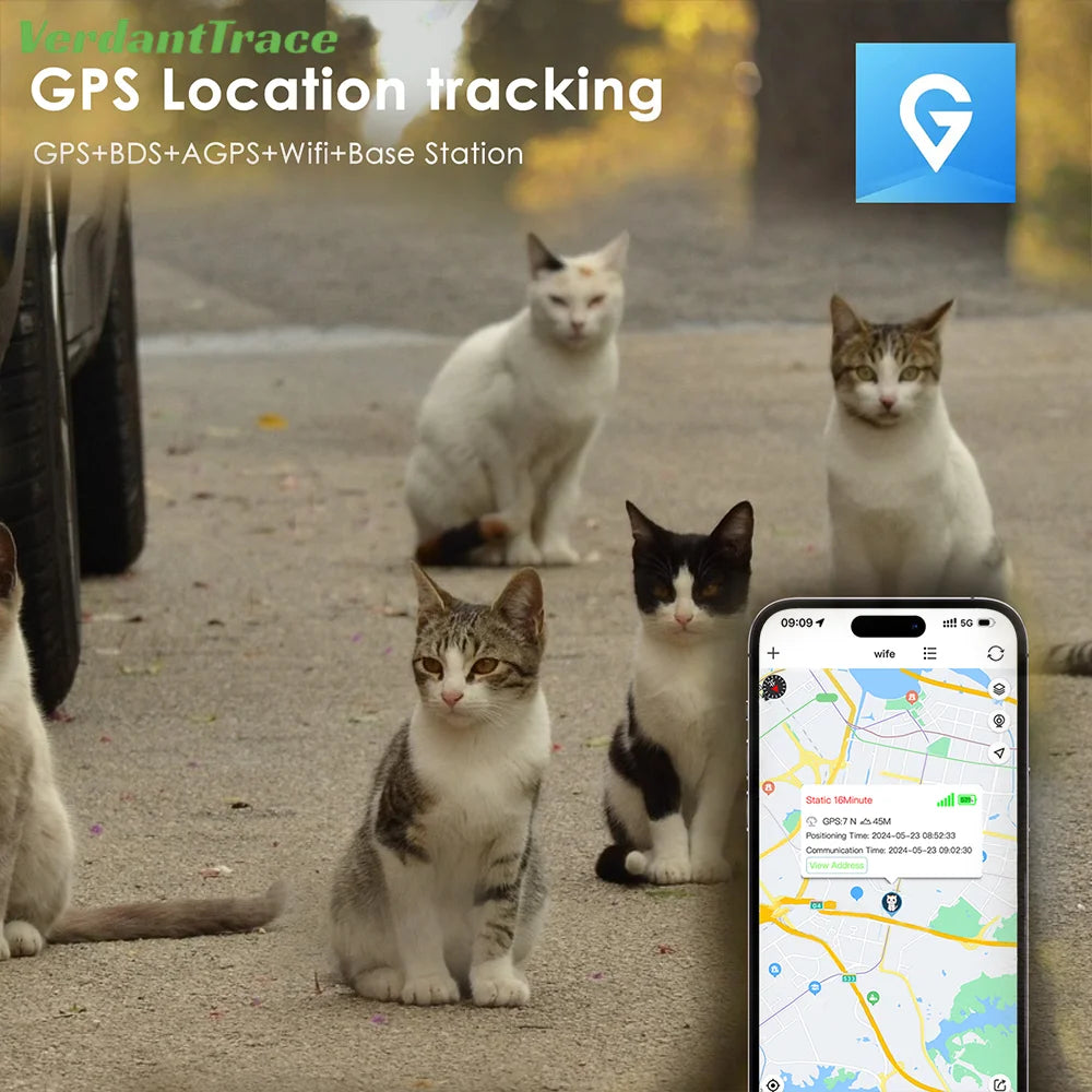 4G Pet GPS Tracker Smart Wearable Collar for Dogs Cats Real-Time GPS Wi-Fi Location Tracking IP67 Waterproof Activity Monitoring