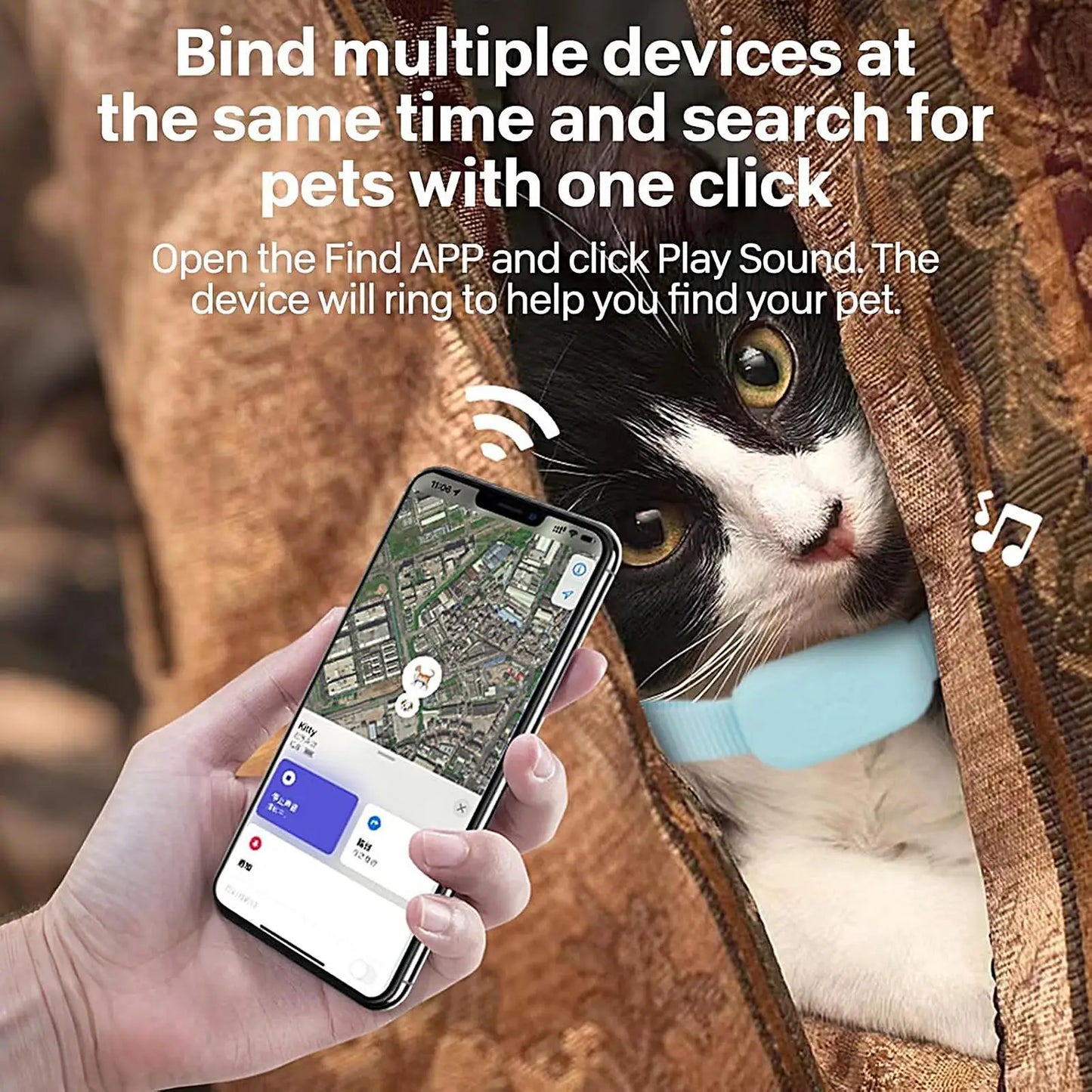 Pet GPS Trackers with Adjustable Collar No Subscription Dog & Cat Locator Long-Lasting Battery Puppy Kitten Locate Supplies