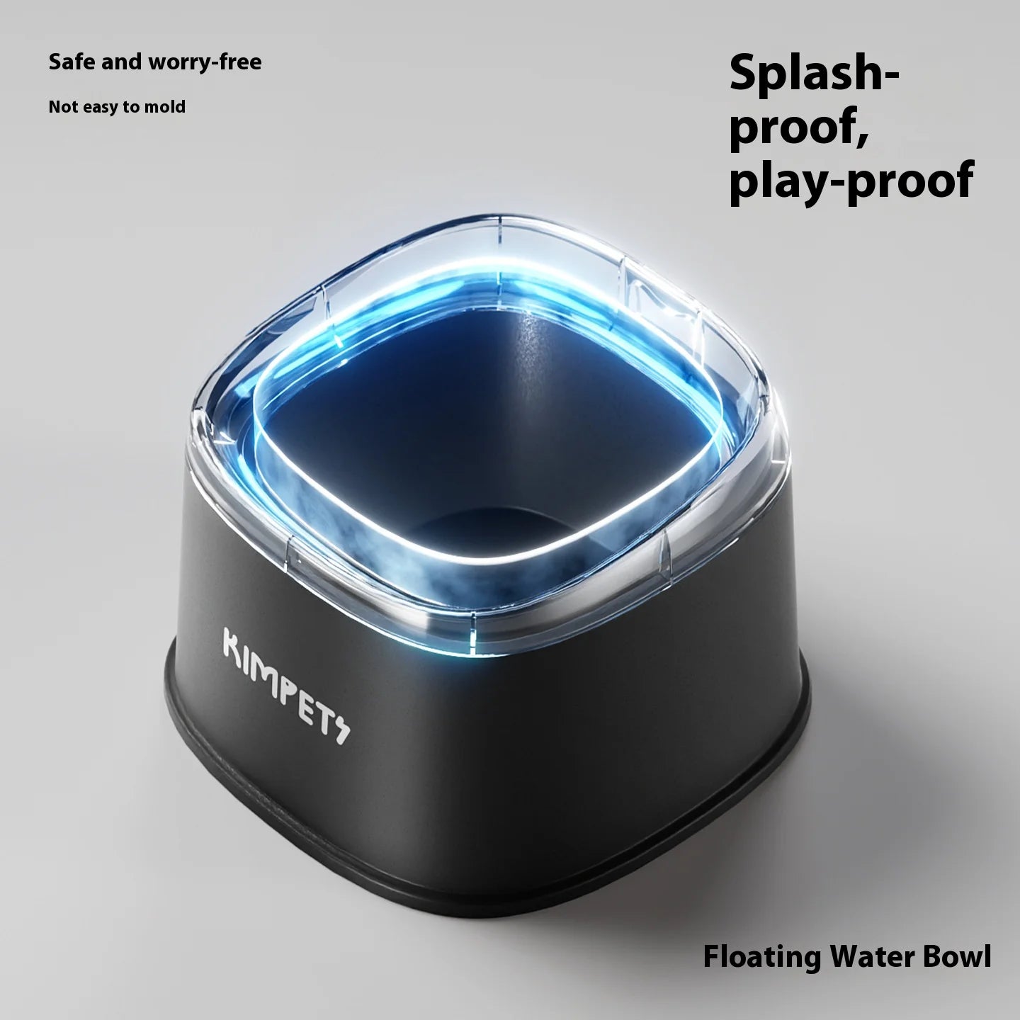 2L Floating Dog Cat Bowl - Dry-Chin Technology, No Splash Water Dish with Stable Base for Mess-Free Drinking