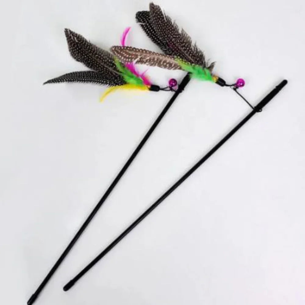 Funny Kitten Toys Cat Teaser Interactive Toy Rod with Bell and Feather Toys for Cats Teaser Interactive Toy Rod Cats Gatos Stick