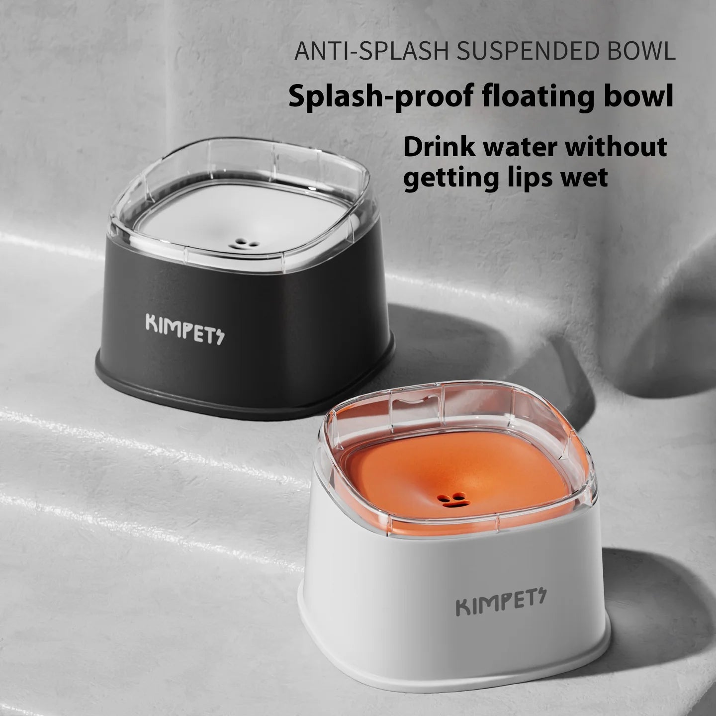 2L Floating Dog Cat Bowl - Dry-Chin Technology, No Splash Water Dish with Stable Base for Mess-Free Drinking