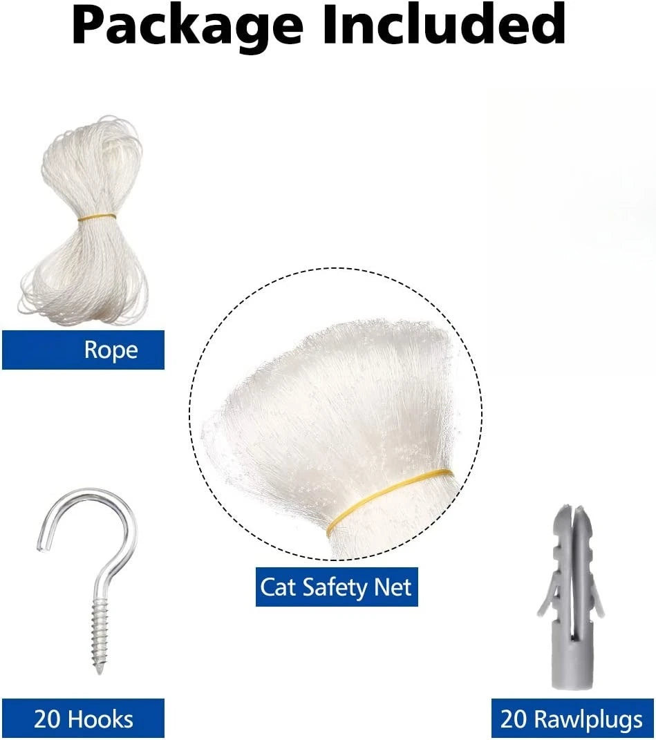 1set Different Sizes Transparent Cat Safety Net with Accessories for Balcony and Stairs - Prevents Pet Falls and Escapes